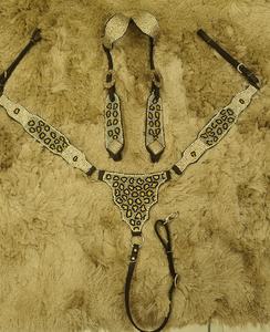 Cheetah Rhinestone cuero genuino Horse Tack Set ligero estacional equipo de equitación que incluye monturas occidentales - Product Image 2