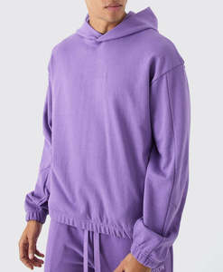 High Quality 100% Cotton Fleece Pullover Men's <b>Hoodies</b> Screen Printed Logo Solid <b>Purple</b> Color Breathable <b>Hoodies</b> For Winter Use - Product Image 6
