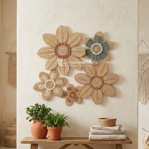 Premium Handmade Rattan <b>Flower</b> <b>Wall</b> Hanging Woven <b>Wall</b> <b>Decor</b> for Nursery & Home <b>Decor</b> Multi Piece Floral <b>Wall</b> Art - Product Image 5