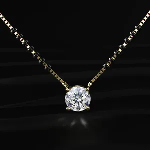 Pendentif solitaire en diamant de laboratoire CVD de taille ronde, clarté VVS-VS, couleur D-E, certifié IGI, à vendre. - Product Image 1