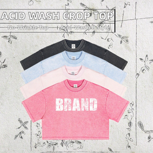เสื้อครอปท็อปผู้หญิงสไตล์วินเทจ 230gsm คุณภาพสูง ล้างสีแบบแอซิด ระบายอากาศได้ดี สวมใส่สบาย มีโลโก้ เหมาะสำหรับฤดูร้อน ลดราคาสุดพิเศษ - Product Image 3