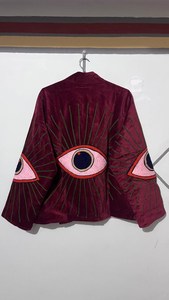Handmade Velvet Jacket, Boho Suzani Style Eye Design Handmade Floral Suzani Jacket <b>Unique</b> <b>Gift</b> <b>For</b> <b>Her</b> - Product Image 2