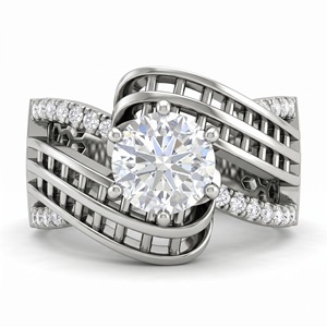 1.50Ct Round Diamond Split Shank Engagement Ring Double <b>Row</b> Bridal Ring Gold Luxury Wedding <b>Gift</b> OEM Custom Fine Jewelry - Product Image 1