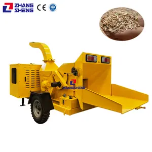 high power agricultural equipment self feeding hydraulic diesel engine wheels forestry machinery mobile drum wood chipper