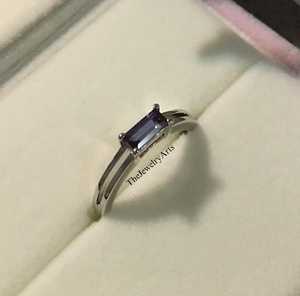Bague Alexandrite, Argent Massif Taille Baguette, Bague Pierre de Naissance de Juin, Argent Sterling, Bague de Fiançailles Solitaire, Bijoux Faits Main - Product Image 6