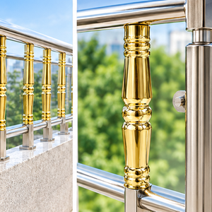Balustre en métal finition or, insert décoratif pour main courante d'escalier, poteaux tournés pour garde-corps de balcon - Product Image 3