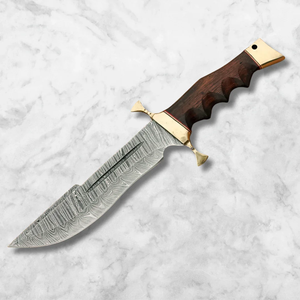 มีดล่าสัตว์ LEGACY BLADES เหล็กดามัสกัสเกรดอุตสาหกรรม ปลายมีดแบบ Drop Point ด้ามไม้ ใบมีดแบบ Fixed Blade ขอบตรง ทำด้วยมือ - Product Image 6