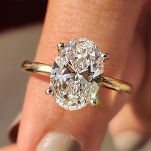 Luxury Oval Cut Moissanite Prong Set <b>Ring</b> for Women 925 Sterling Silver Gold Plated Engagement And Wedding Wear Jewelry - Product Image 1