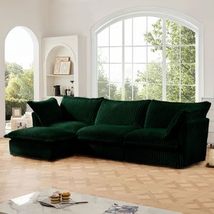 Divano Sezionale Moderno a L Oversize con Rivestimento, Comodo Divano Cloud con Seduta Profonda, Pouf Convertibile per Soggiorno - Product Image 2