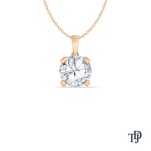 Colgante de oro de 10K con diamante solitario redondo de cuatro puntas (natural), piedras de corte brillante, elegante colgante colgante, mayorista, minorista, OEM - Product Image 1