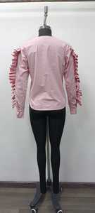 เสื้อเชิ้ตผู้หญิงสีชมพู คอจีน แขนยาว แต่งระบาย ติดกระดุม ทรงคลาสสิก ผ้าป๊อปลิน ความยาวปกติ ใส่ได้ทุกฤดู - Product Image 2
