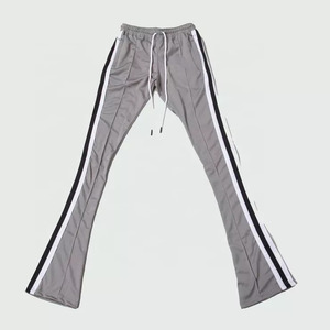 Pantalon évasé pour hommes avec rayures vertes et blanches, taille élastique avec cordon de serrage, vêtements de sport décontractés d'été - Product Image 2