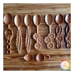 ชุดช้อนและส้อมไม้ลายดอกไม้สามดอก - ของตกแต่งและของขวัญคริสต์มาส ช้อนไม้ลายดอกไม้สามดอก - Caryln - Product Image 5