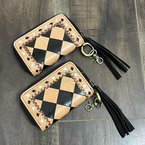 2025 RTS nouveau porte-carte motif à carreaux porte-monnaie Mini entreprise usiné à la main en cuir véritable ID porte-cartes de crédit pour les femmes - Product Image 5