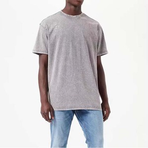 T-shirts en coton vintage délavé pour hommes, col rond, coupe oversize, grande taille, style streetwear, vente en gros OEM à faible MOQ - Product Image 4