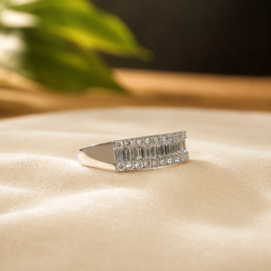 Women's Moissanite Wedding <b>Band</b> <b>Ring</b> 925 Sterling Silver Proposal <b>Ring</b> Baguette Cut Diamond Engagement <b>Ring</b> - Product Image 4