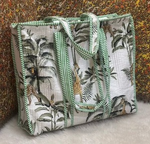 Bolsa de Mano Acolchada de Algodón, Hecha a Mano, Duradera y Ligera, con Estampado Floral, Rayas Naranjas, Reversible, Ecológica, para Verano y Otoño - Product Image 5