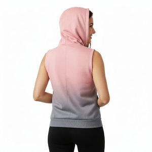 Chalecos con capucha sin mangas para mujer al por mayor, de mezcla de algodón suave, estilo urbano, hechos a medida, precio al por mayor, venta al por mayor de chalecos con capucha. - Product Image 6