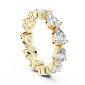 Anillo de Diamantes Cultivados en Laboratorio East West Pear, Banda Completa de Eternidad, 3.13ctw, Oro Sólido de 10K, 14K, 18K, Unisex, Certificado IGI, Joyería Fina - Product Image 2