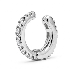Pendientes Huggie de Oro Blanco de 18K con Diamantes Cultivados en Laboratorio de Corte Brillante Redondo, Certificados por IGI, Joyería Unisex para Uso Diario, Precio al por Mayor - Product Image 1