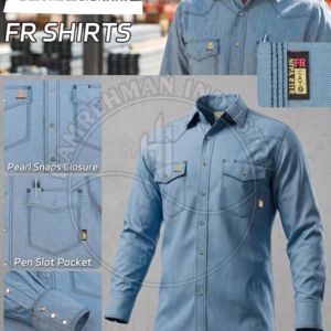 Chemises de soudage FR triple couture, légères, en toile de canard ignifuge, résistantes aux flammes, vêtements de travail pour soudeurs, boutons-pression YKK - Product Image 3