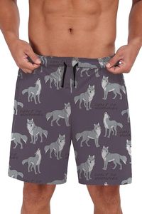 Conjunto de Pijama de Verano para Hombre, Estampado de Lobo, Algodón, Camiseta de Manga Corta con Pantalones Cortos, Diseño Animal, Tejido de Punto - Product Image 2