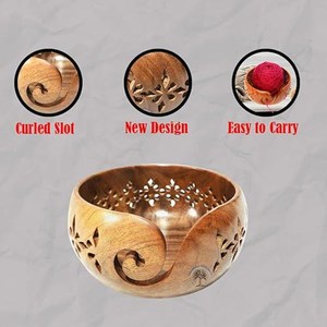 New Arrival Wooden Yarn Bowl with Two Holes Handcrafted Knitting <b>Wool</b> Holder Natural Finished Bowl for <b>Wool</b> - Product Image 6