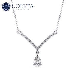 Solitaire CVD Pear Shape Lab Grown Diamond <b>Pendant</b> 14K/18K Pure <b>Solid</b> White <b>Gold</b> Necklace for Women Trendy - Product Image 1