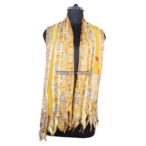 Écharpe vintage en soie à 10 bandes Patti pour filles SC025 – Stole tendance avec patchs de sari indien, écharpe réversible colorée - Product Image 2