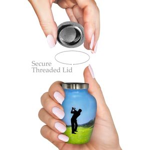Aluminum <b>Keepsake</b> Urn <b>Memorial</b> Ash Holder Featuring Decorative Secure Threaded Lid And Elegant Surface Finish - Product Image 2