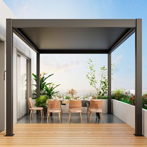 Tenda Parasole Elettrica a Lamelle con Luce LED e Telecomando, Tapparelle Multifunzione per Patio, Pergola e Gazebo - Product Image 6