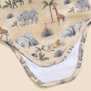 Body en bambou élasthanne organique à manches longues imprimé safari de qualité supérieure Sous-vêtements pour bébé - Product Image 4