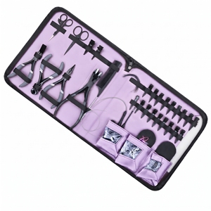 Kit d'outils professionnels pour extensions de cheveux à micro-anneaux, pince à sertir les perles, outil de suppression, outil de pressage pour extensions à bandes, coupe-adhésif, crochet et boucle - Product Image 2