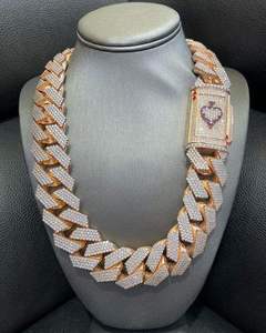 High Demand Moissanite Silver <b>Iced</b> <b>Out</b> Cuban <b>Chain</b> Gold and Silver Finish Fashion Casual Wear Club Jewelry for Gift and Sale - Product Image 2