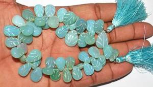 Perles de chalcédoine aqua naturelle sculptées en forme de poire, pierres précieuses en vrac pour la fabrication de bijoux, vente en gros - Product Image 5