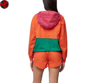 Ensemble short coupe-vent color block pour femme, léger, séchage rapide, tenue athlétique deux pièces pour la course à pied - Product Image 5