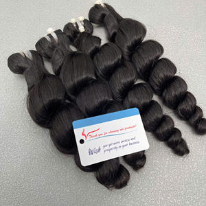 Extensions de cheveux naturels double épaisseur, origine Vietnamienne, ondulations lâches, traitées à la vapeur, couleur noire – Meilleures ventes - Product Image 5