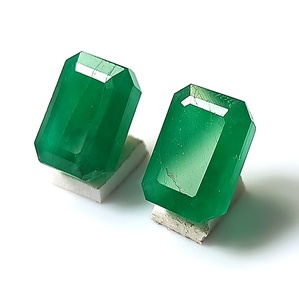 Émeraude naturelle zambienne de 11,70 carats, vert émeraude, pierre précieuse en vrac, taille émeraude, facettée, ensemble de 2 pièces pour la fabrication de bijoux, pierres précieuses saphir - Product Image 3