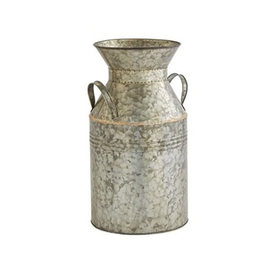 Fresh Arrival Farmhouse Rustic Flower Vase Vintage <b>Galvanized</b> Metal Milk Can Decorative for Home Decor Customizable Size - Product Image 1