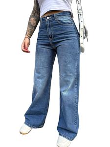 High Quality Vintage <b>Men's</b> Slim Mid Waist Flat <b>Denim</b> Pants Polyester/Cotton Breathable Distressed Chemical Wash Lightweight - Product Image 6