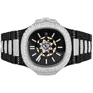 Montre de luxe unisexe ovale en acier inoxydable à quartz avec cadran diamanté et fermoir déployant, affichage analogique 40 mm - Product Image 1