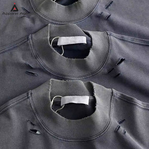 เสื้อยืดแขนสั้นคุณภาพสูง ผ้าฝ้าย 100% ทรงหลวม สไตล์ดิสเทรส สำหรับผู้ชาย พร้อมสกรีนโลโก้ตามสั่ง - Product Image 5