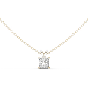 จี้เพชรทรงปริ๊นเซสทองคำขาว 14K เพชรเพาะเลี้ยงสำหรับผู้หญิง |   ชุดทำงาน |   เพชรที่เพิ่งเพาะเลี้ยง - Product Image 1