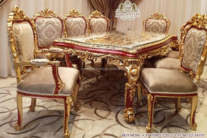 Ensemble de table à manger sculptée à la main en style français, meubles de salle à manger en polissage platine, ensemble de salle à manger sculptée à la main en style italien - Product Image 3