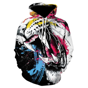 Men's 3D Lion Digital Breathable Hoodie Black Gold Lightning <b>Pattern</b> Casual Streetwear Regular Fit Polyester <b>Knitted</b> Autumn - Product Image 6