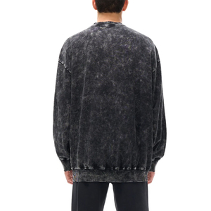 Pull tricoté surdimensionné pour homme, 100% Coton 360g, à épaules tombantes, délavé aux enzymes et à la pierre, uni, avec broderie personnalisée, pour l'hiver - Product Image 3