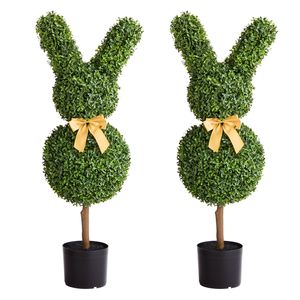 2 Set di Sfere di Bosso a Forma di Coniglio da 36 Pollici, Facili da Montare, Alberi Artificiali Realistici in Seta Sintetica per Decorazioni Domestiche - Product Image 1