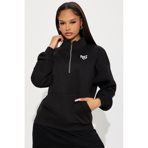 Sudadera con media cremallera para mujer al por mayor, estilo oversize, casual, de forro polar, proveedor de ropa urbana en EE. UU. - Product Image 1