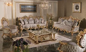 Juego de Sofás de Sala de Estar Estilo Palacio de Primera Calidad, Tradicional, Personalizado, Cómodo, Duradero, Tapizado, Muebles de Madera Sólida en Oferta - Product Image 5