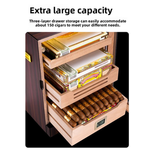 LED 3-Layer Wooden Cigar Light Humidor Large Capacity with High Professional Transparency <b>Window</b> Humidification Box Dericsson - Product Image 5